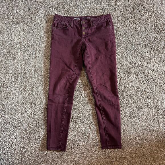 Mossimo Mid-Rise Skinny Jeans | Burgundy Super Stretch | Size 2 / 26R - Picture 1 of 5